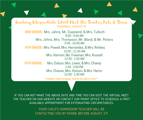 AIS Meet the Teacher August 27 AIS Meet the Teacher August 27
